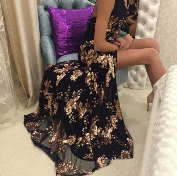 2XHP‼️Sexy Sequin Backless High Split Maxi Dress - Picture 8 of 11